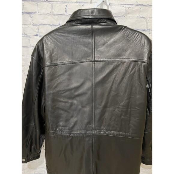 Y2k 2000s Black Leather Brandini Long Jacket Men's Size Large - Picture 5 of 9